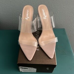 Vivianly Clear Pointed Toe Heels Sandals Transparent Stiletto High Heels Slip